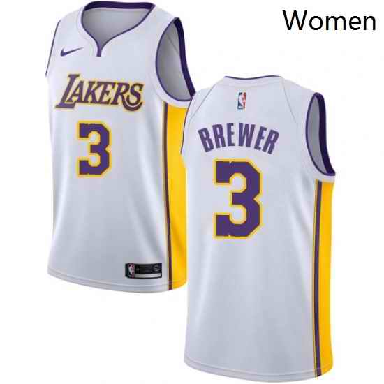 Womens Nike Los Angeles Lakers 3 Corey Brewer Authentic White NBA Jersey Association Edition